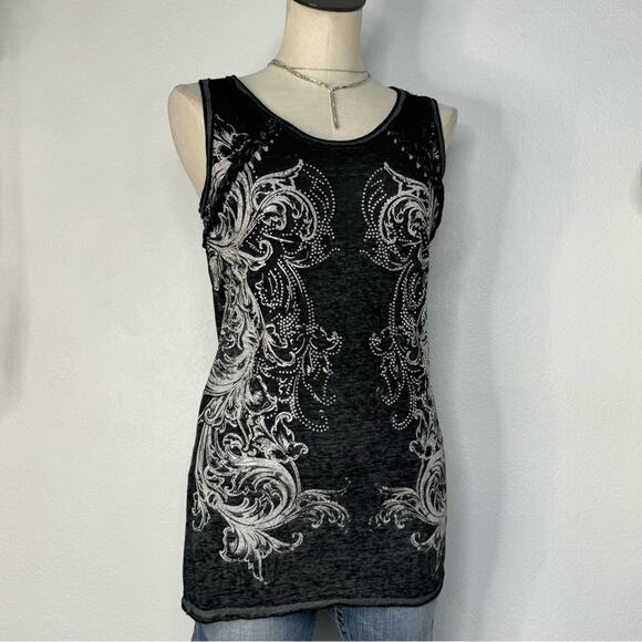 Rhinestone Cyber Y2K Semi Sheer Tank Top Size XS - Picture 1 of 7